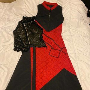 Lots: Funky quilt winter vest , skirt  and Black couture vest XS/XXS